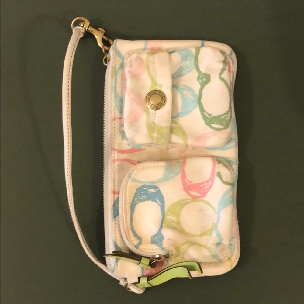 COACH - Multi colored canvas wristlet - Rainbow